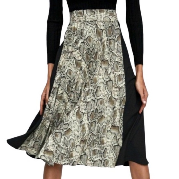 Zara Dresses & Skirts - NWT Zara Pleated Animal Snake Print Midi Skirt